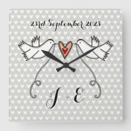 Reloj Cuadrado Personalised White Doves Wedding Gift Acrylic 