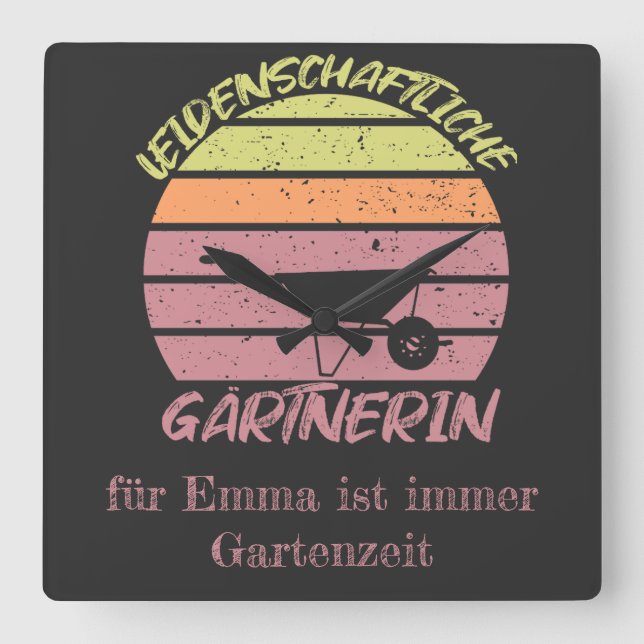 Reloj Cuadrado personalisierbares Design Gärtnerin (Anverso)