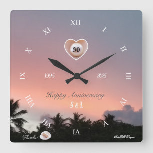 Reloj Cuadrado Personaliza 30º Aniversario de Boda de Perlas