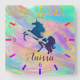 Reloj Cuadrado Personaliza tu propio unicornio colorido