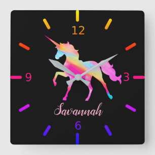Reloj Cuadrado Personaliza tu propio unicornio colorido