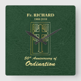 Reloj Cuadrado Personalizable 50 Aniversario de la Ordenación Ver