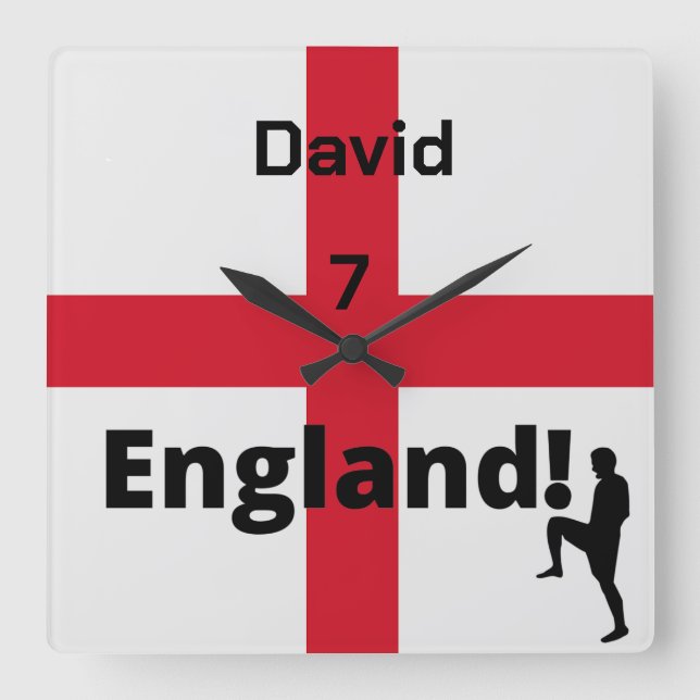 Reloj Cuadrado Personalizable de jugador de fútbol de Inglaterra (Anverso)