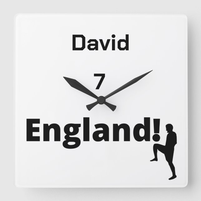 Reloj Cuadrado Personalizable de jugador de fútbol de Inglaterra (Anverso)