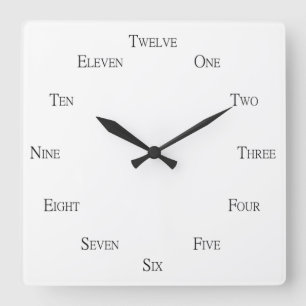 Reloj Cuadrado Personalizable de números en inglés