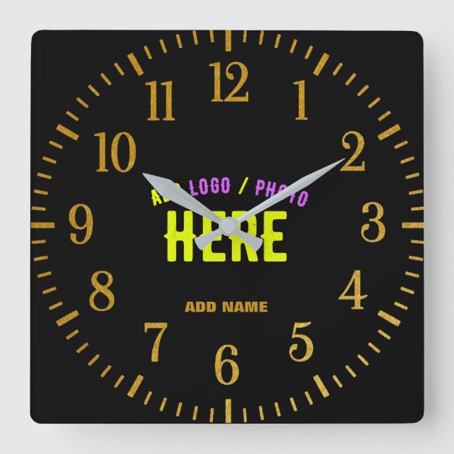 RELOJ CUADRADO PERSONALIZABLE MODERNO ESTILO NEGRO VERIFICADO MAR (Anverso)