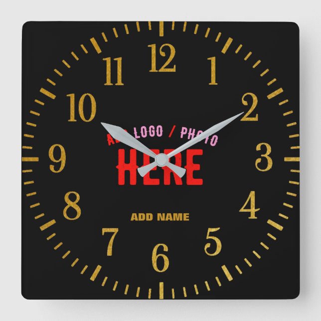 RELOJ CUADRADO PERSONALIZABLE MODERNO ESTILO NEGRO VERIFICADO MAR (Anverso)