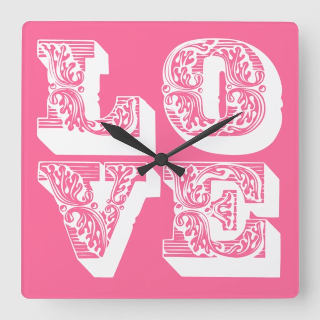 Reloj Cuadrado Personalizable Retro LOVE Square (Anverso)