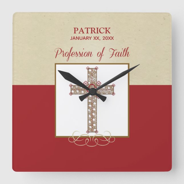 Reloj Cuadrado Personalización, bendiciones de RCIA en profesión  (Anverso)