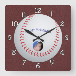 Reloj Cuadrado Personalización de foto de fondo texturizada de bé
