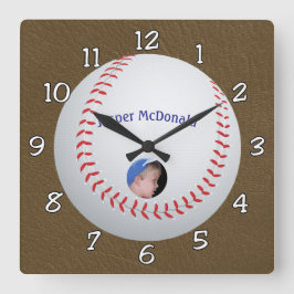 Reloj Cuadrado Personalización de foto de fondo texturizada de bé