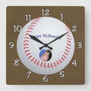 Reloj Cuadrado Personalización de foto de fondo texturizada de bé