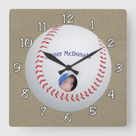 Reloj Cuadrado Personalización de foto de fondo texturizada de bé