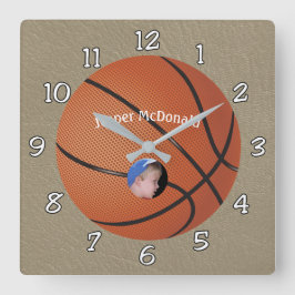 Reloj Cuadrado Personalización de la foto de fondo de baloncesto 