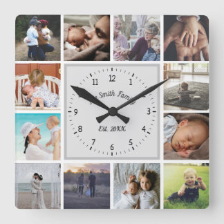 Reloj Cuadrado Personalización del collage de fotos de personaliz