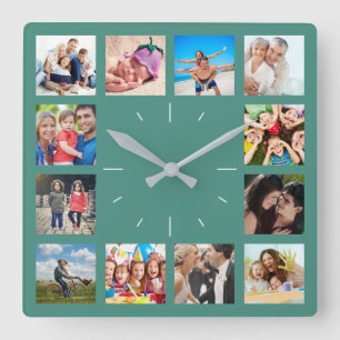 Reloj Cuadrado Personalizado 12 Collage de fotos de Recuerdos de 