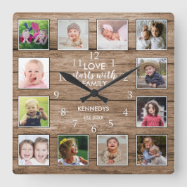 Reloj Cuadrado Personalizado 12 Collage de fotos Family Love Quot