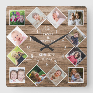 Reloj Cuadrado Personalizado 12 Fotograma Collage Familia Cotizac