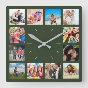 Reloj Cuadrado Personalizado 12 Keepsake Collage de fotos niños