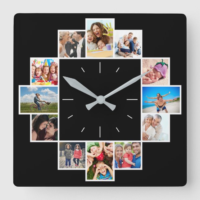 Reloj Cuadrado Personalizado 12 Keepsake Recuerdos Collage de fot (Anverso)