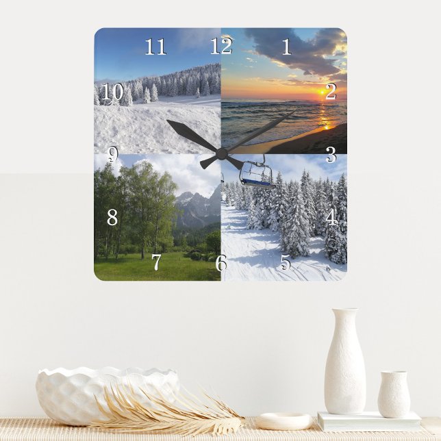 Reloj Cuadrado Personalizado 4 Collage de fotos personalizado (Subido por el creador)