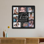 Reloj Cuadrado Personalizado 8 Collage de fotos Familia Cita de a<br><div class="desc">Moderno reloj de pared de collage de fotos 8 con una cita de amor familiar para hacer de él un regalo memorable para las reuniones familiares,  el nuevo hogar cálido y las vacaciones.</div>