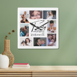 Reloj Cuadrado Personalizado 8 Collage de fotos Familia Cita de a<br><div class="desc">Moderno reloj de pared de collage de fotos 8 con una cita de amor familiar para hacer de él un regalo memorable para las reuniones familiares,  el nuevo hogar cálido y las vacaciones.</div>