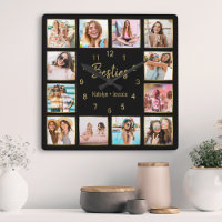 Personalizado Collage de fotos Besties Gold Black