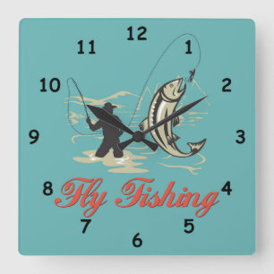 Reloj Cuadrado Personalizado colorido atrapando un pez, pescando 