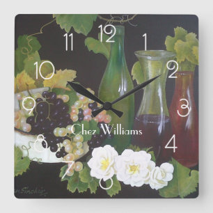 Reloj Cuadrado Personalizado con tema de vino