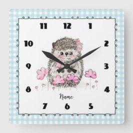 Reloj Cuadrado Personalizado Cute Little Hedgehog Blue