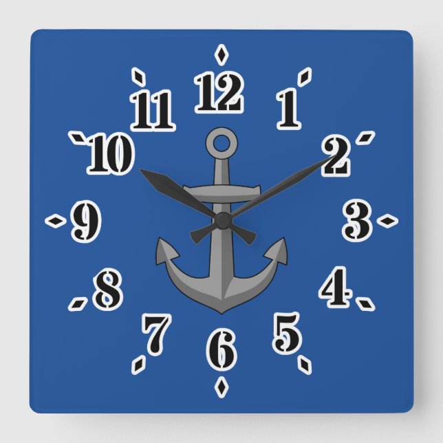 Reloj Cuadrado Personalizado de anclaje de barco (Anverso)