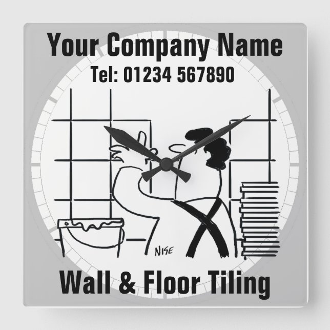 Reloj Cuadrado Personalizado de baldosas de pared y suelo (Anverso)