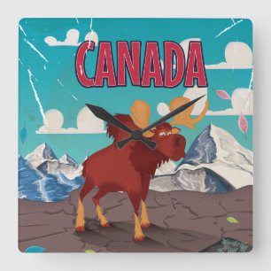 Reloj Cuadrado Personalizado de Canadá Vintage Moose Poster