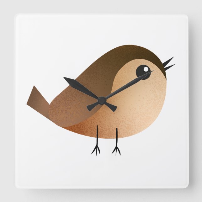Reloj Cuadrado Personalizado de pájaro de Sparrow (Anverso)