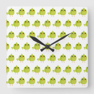 Reloj Cuadrado Personalizado de pájaro verde