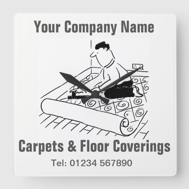 Reloj Cuadrado Personalizado de tapicería de alfombras y suelos (Anverso)