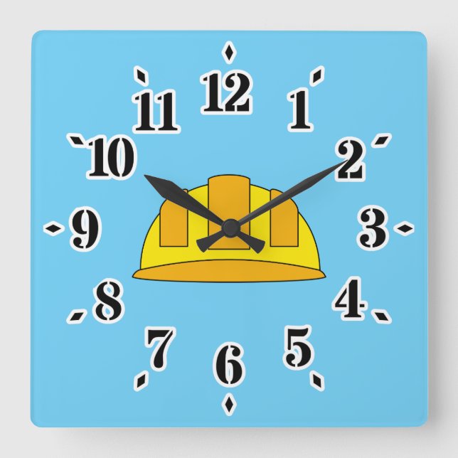 Reloj Cuadrado Personalizado del Gorra duro amarillo (Anverso)