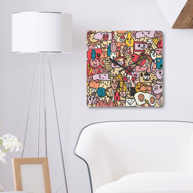 Reloj Cuadrado Personalizado divertido Caracter Mano Dibujar Toss (Subido por el creador)