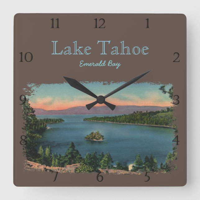 Reloj Cuadrado Personalizado esmeralda del lago Tahoe de la bahía (Anverso)