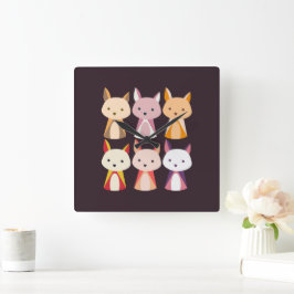 Reloj Cuadrado Personalizado Fox colorido