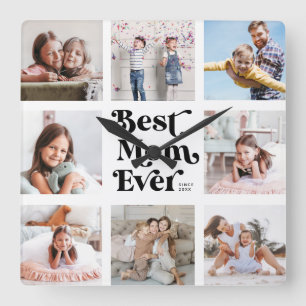 Reloj Cuadrado Personalizado Guay Mejor Mamá Collage de fotos Mo