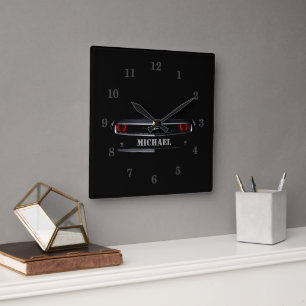 Reloj Cuadrado Personalizado Guay negro Chevy Camaro Tus números