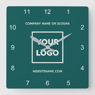 Reloj Cuadrado Personalizado logotipo comercial Texto mínimo Verd