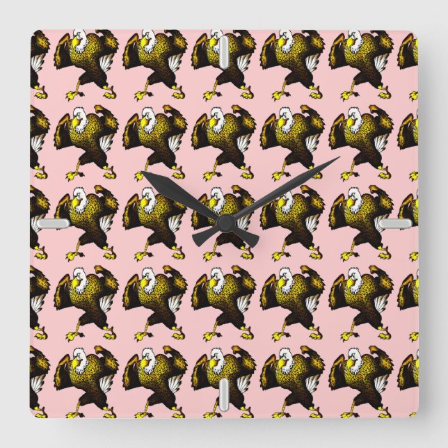 Reloj Cuadrado Personalizado luchando contra el águila (Anverso)