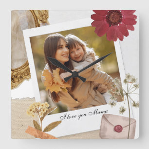 Reloj Cuadrado Personalizado moderno te amo foto de mamá