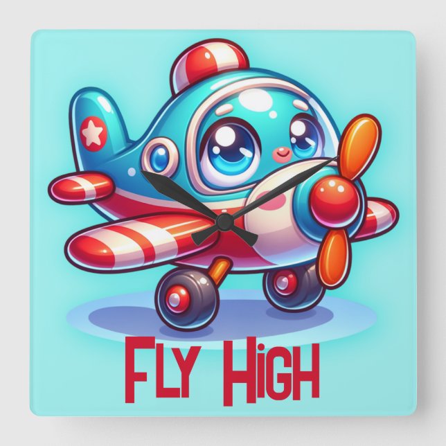 Reloj Cuadrado Personalizado monogramado azul | (Anverso)