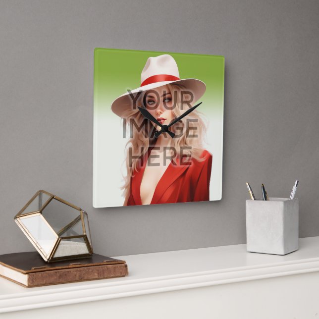 Reloj Cuadrado Personalizado personalizado de adición de fotos de (Oficina)