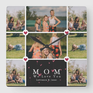 Reloj Cuadrado Personalizado Personalizado Love You Mom 8 Photo c
