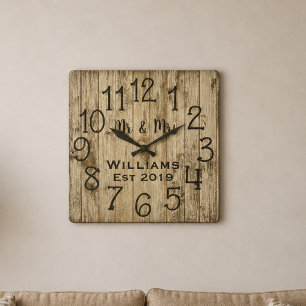 Reloj Cuadrado Personalizado ruso personalizado de madera marrón